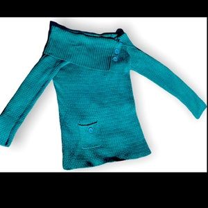 JJ Original Cowl Neck With Button Detail Knit Sweater Turquoise Women’s Size Med